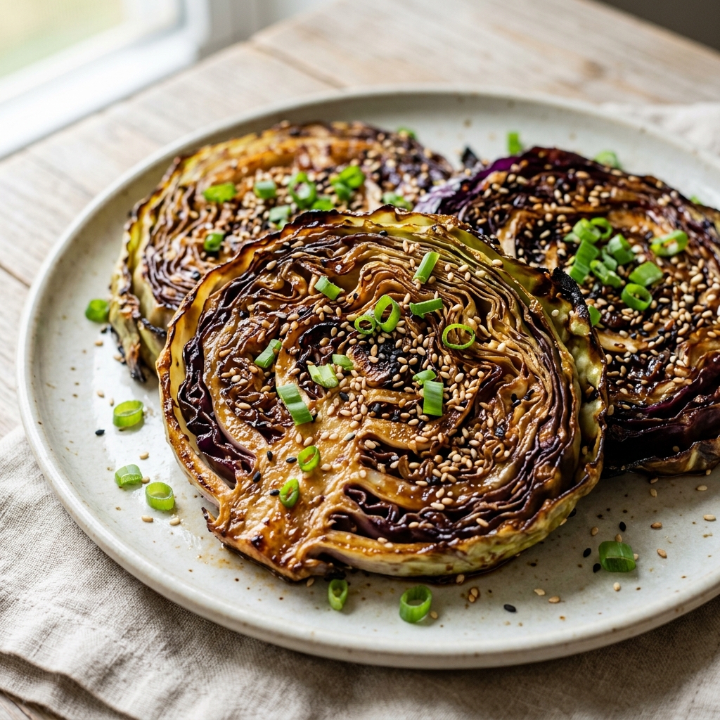 Miso cabbage steaks