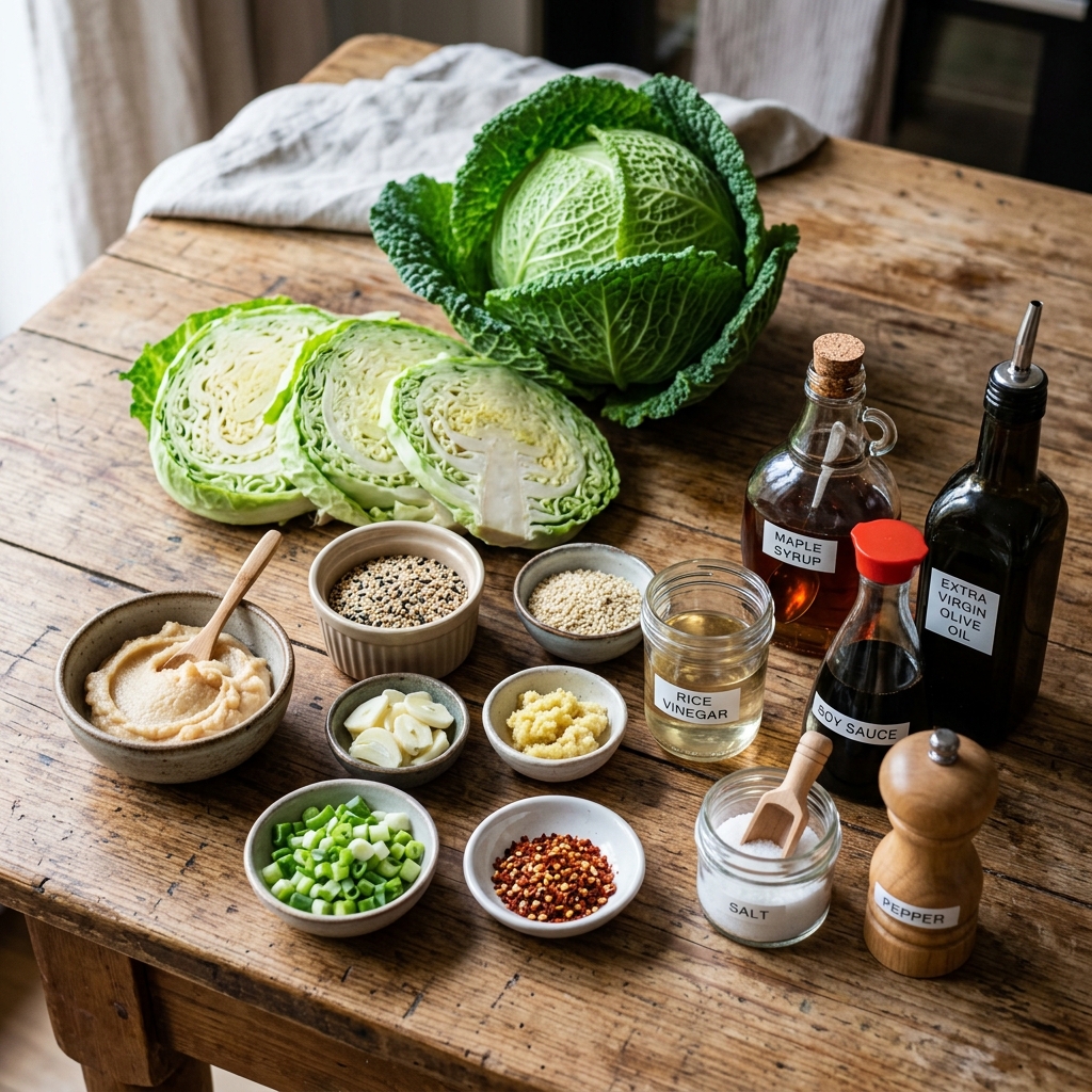 Miso cabbage steaks