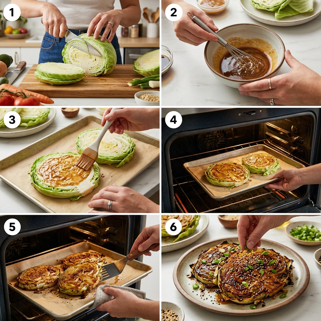 Miso cabbage steaks