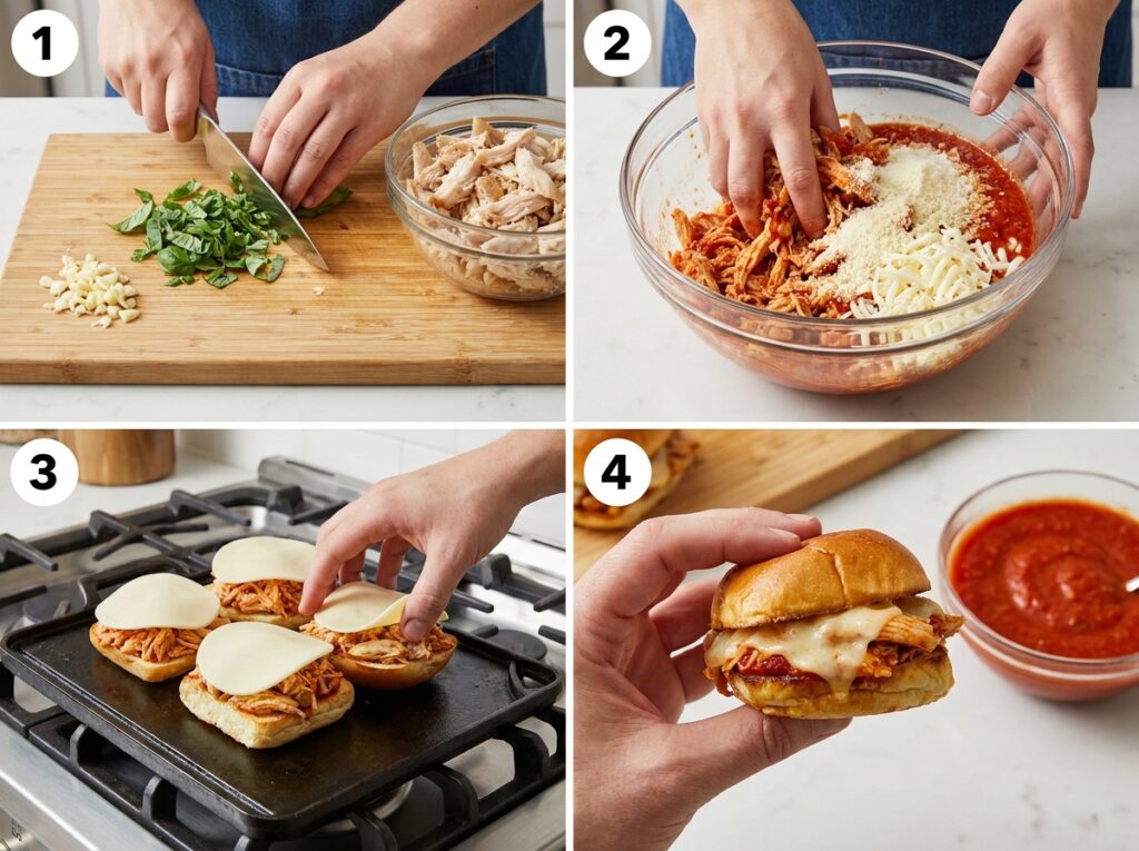 Delicious Rotisserie Chicken Parmesan Sliders Recipe 14 A step by step cooking process of 202604301635