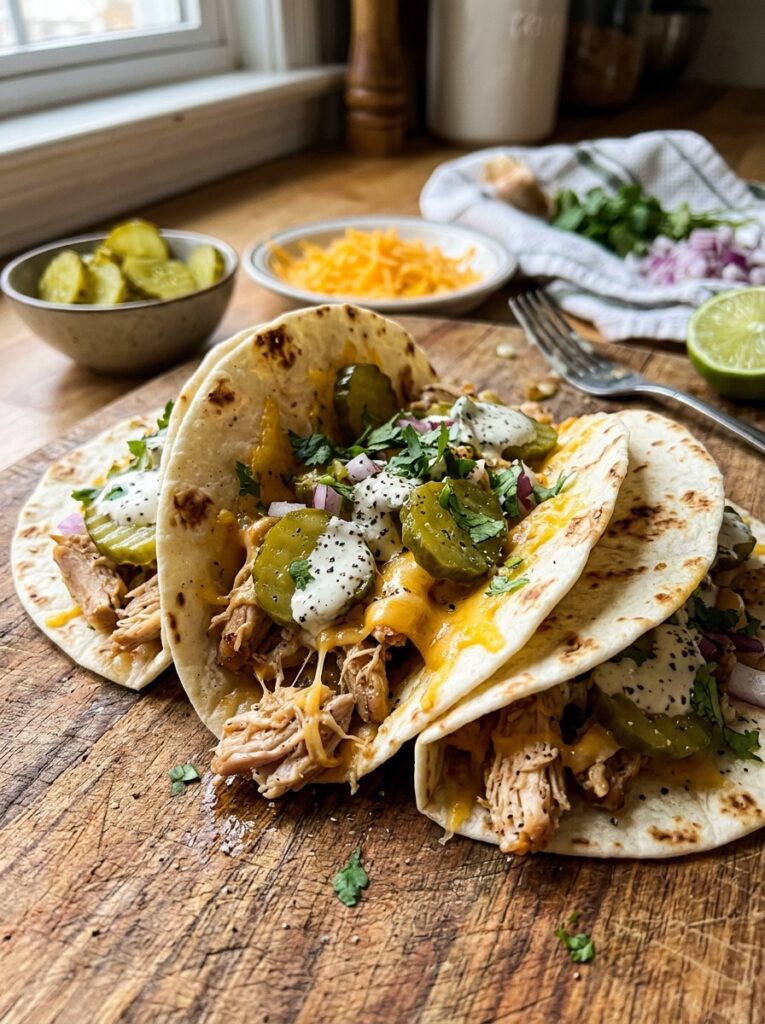 Cheesy Chicken Pickle Tacos Recipe 12 Cheesy chicken pickle 202604251527