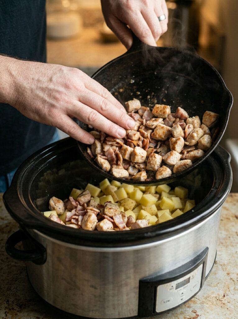 slow cooker chicken bacon ranch potatoes 14 Chicken bacon ranch potatoes coo… 202604282244