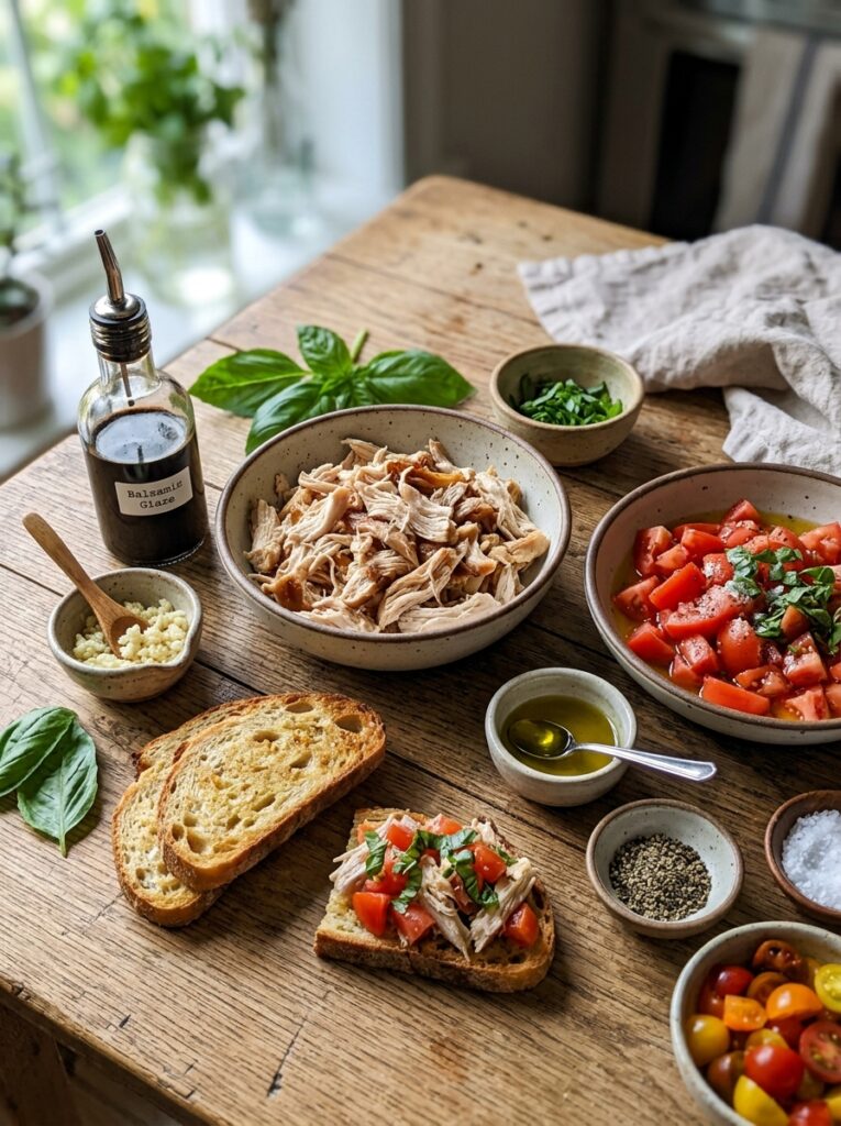 Rotisserie Chicken Bruschetta Toasts: Easy, Flavor-Packed Appetizer 13 Chicken bruschetta ingredients a… 202604282306