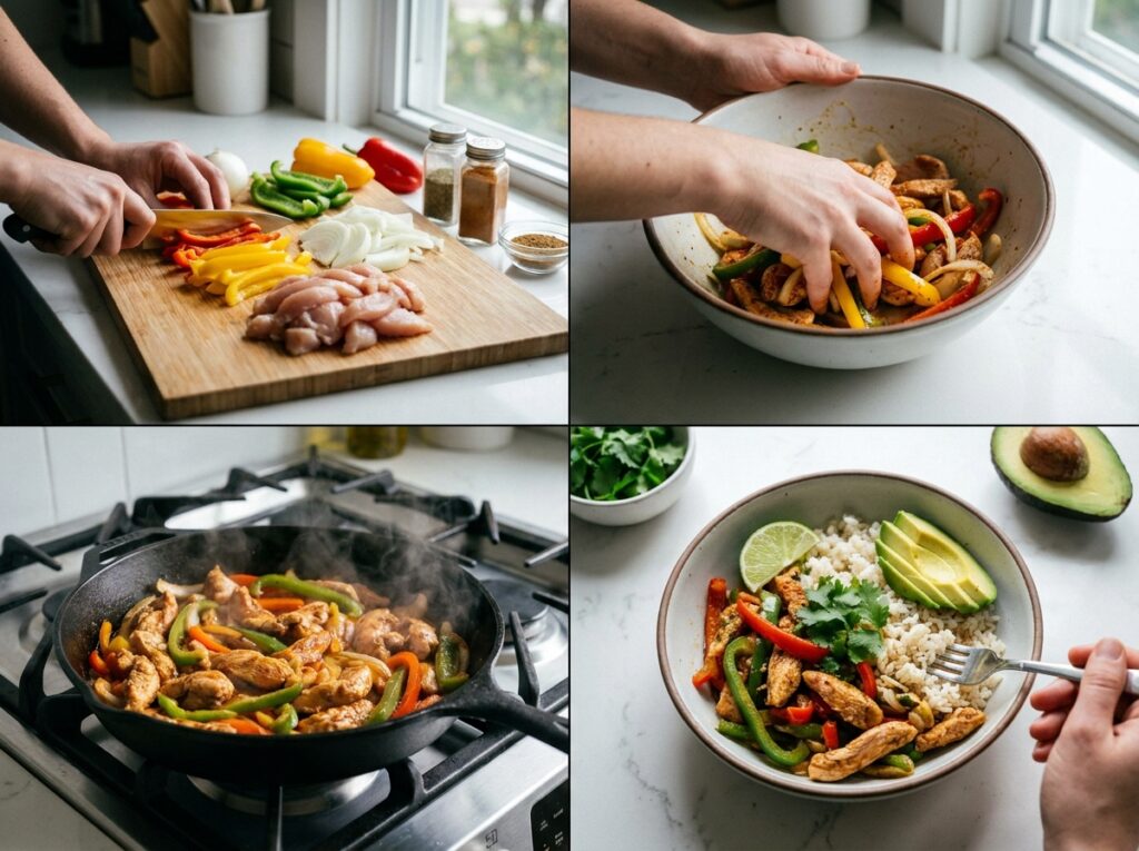 Chicken Fajita Rice Bowls: Easy Homemade Recipe Guide 14 Chicken fajita rice bowls cooking 202604301547 1