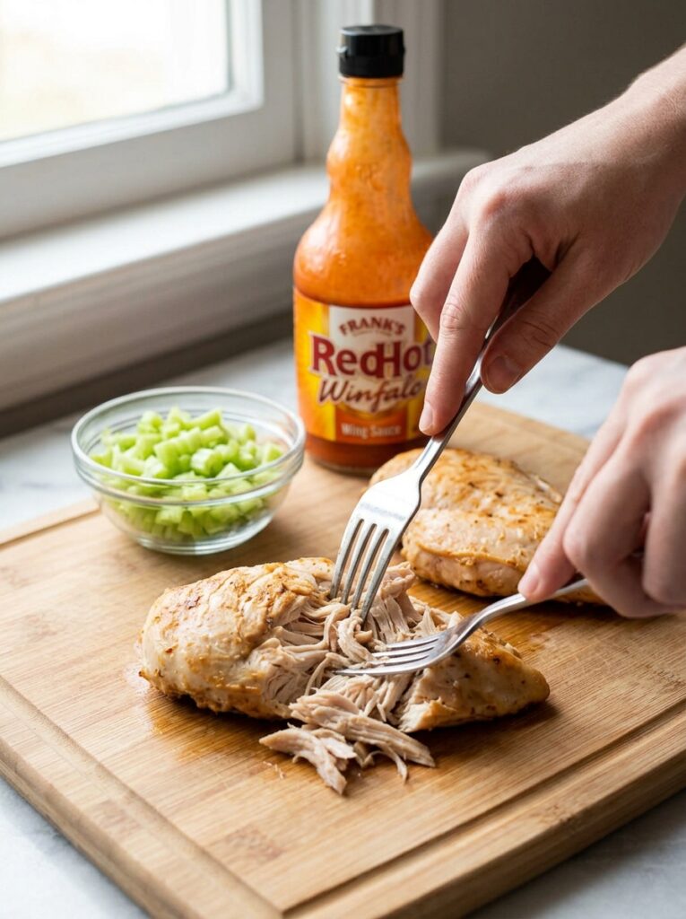 Slow Cooker Buffalo Chicken Stuffed Sweet Potatoes 14 Cooking Buffalo Chicken 202604232207