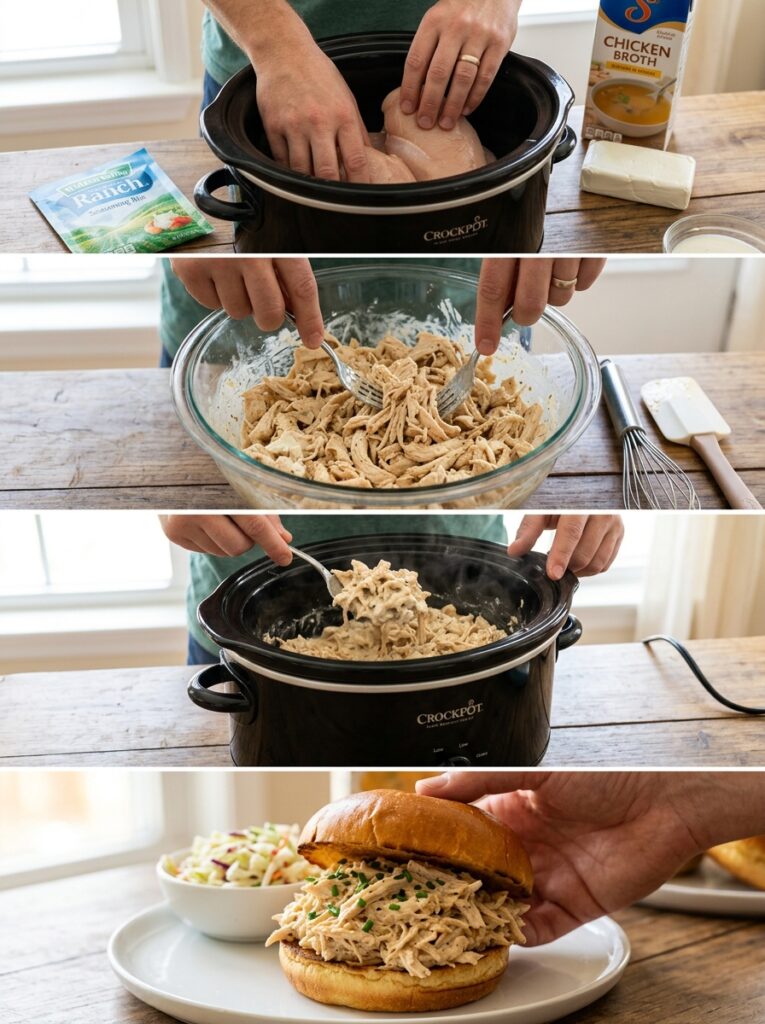 Crockpot Creamy Ranch Chicken Sandwiches Recipe 14 Cooking Creamy Ranch Chicken San… 202604282223