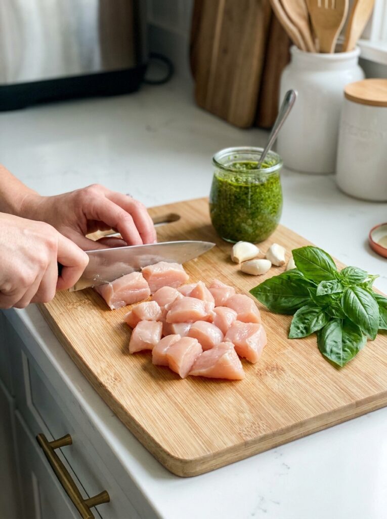 Creamy Pesto Chicken Breast Orzo 14 Cooking creamy pesto 202604272316