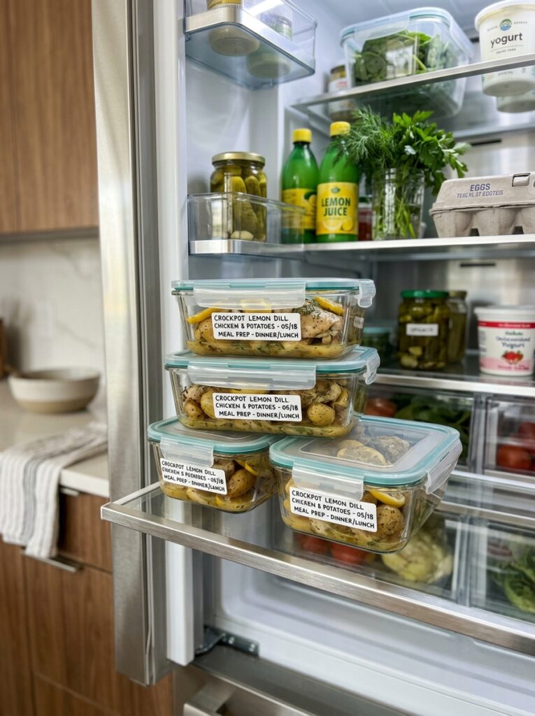 Crockpot Lemon Dill Chicken and Potatoes Recipe 16 Food storage containers 202604251502