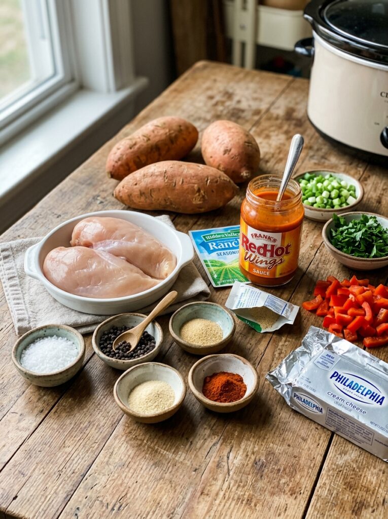 Slow Cooker Buffalo Chicken Stuffed Sweet Potatoes 13 Ingredients for Buffalo 202604232200