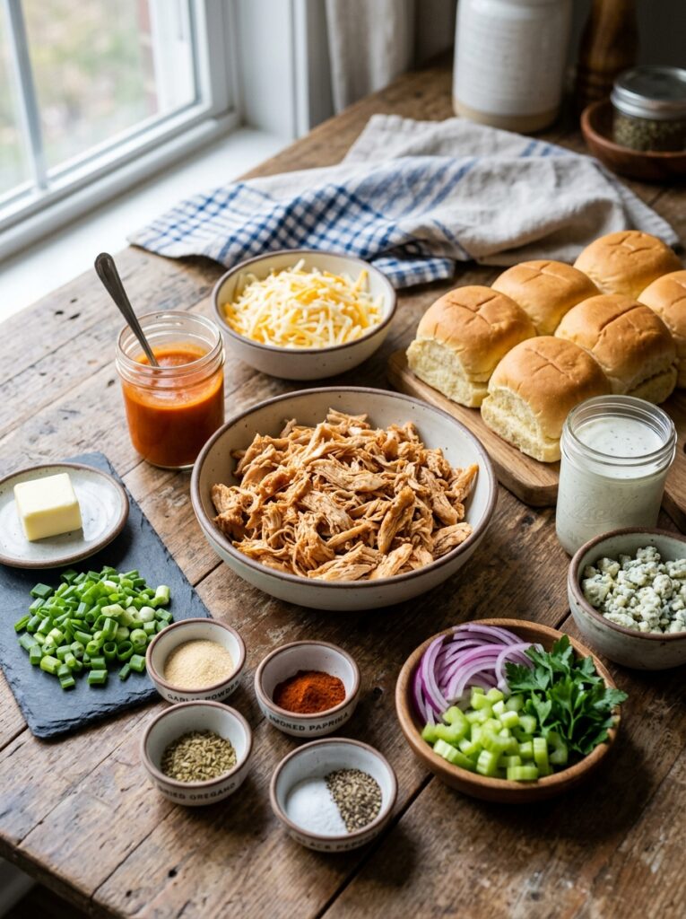 Rotisserie Chicken Buffalo Sliders Recipe 13 Ingredients for chicken sliders 202604282213