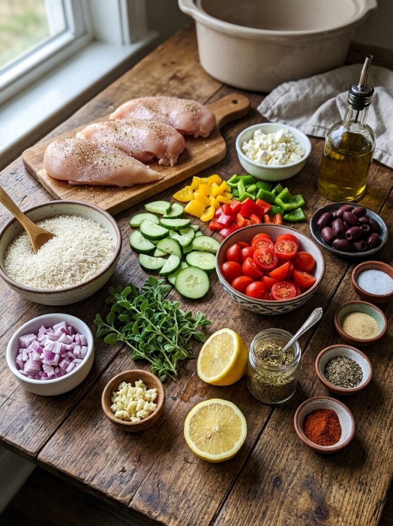 Crockpot Greek Chicken Rice Bowls 13 Ingredients for greek 202604261724