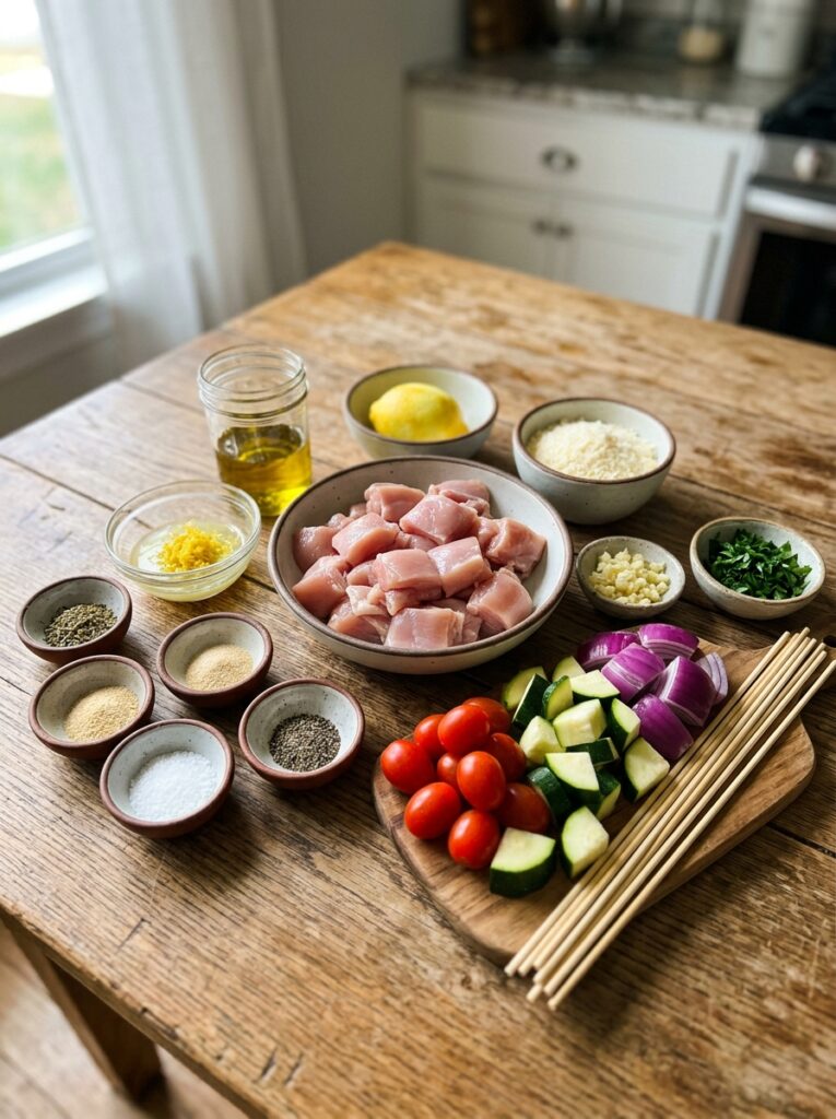 Lemon Parmesan Chicken Skewers: Easy Grilled Recipe 13 Ingredients for lemon parmesan c… 202605012149