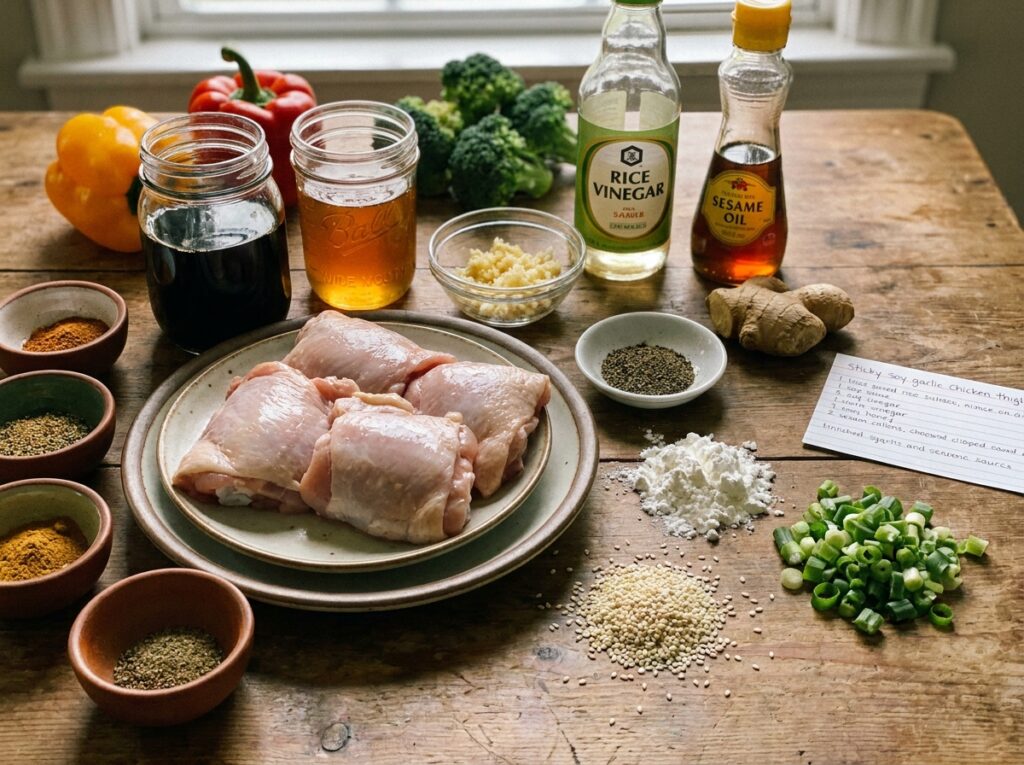 Sticky Soy Garlic Chicken Thighs 13 Ingredients for sticky soy garli… 202604301528