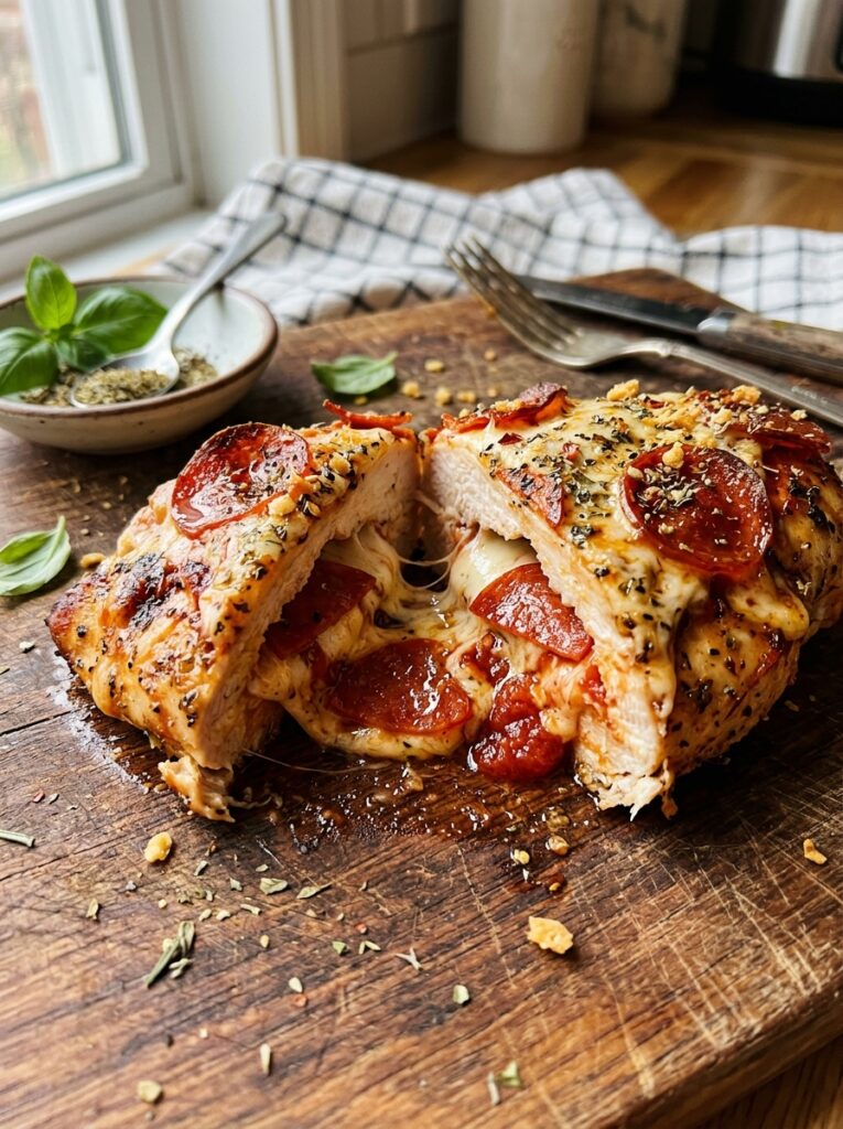 Pizza Stuffed Chicken Breast Recipe 12 Pizza stuffed chicken 202604250205