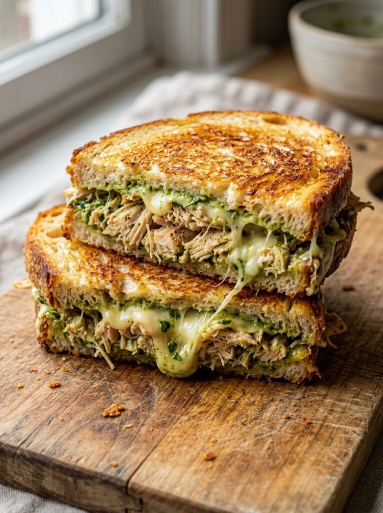 Rotisserie Chicken Pesto Grilled Cheese 12 Rotisserie chicken pesto grilled… 202605012144
