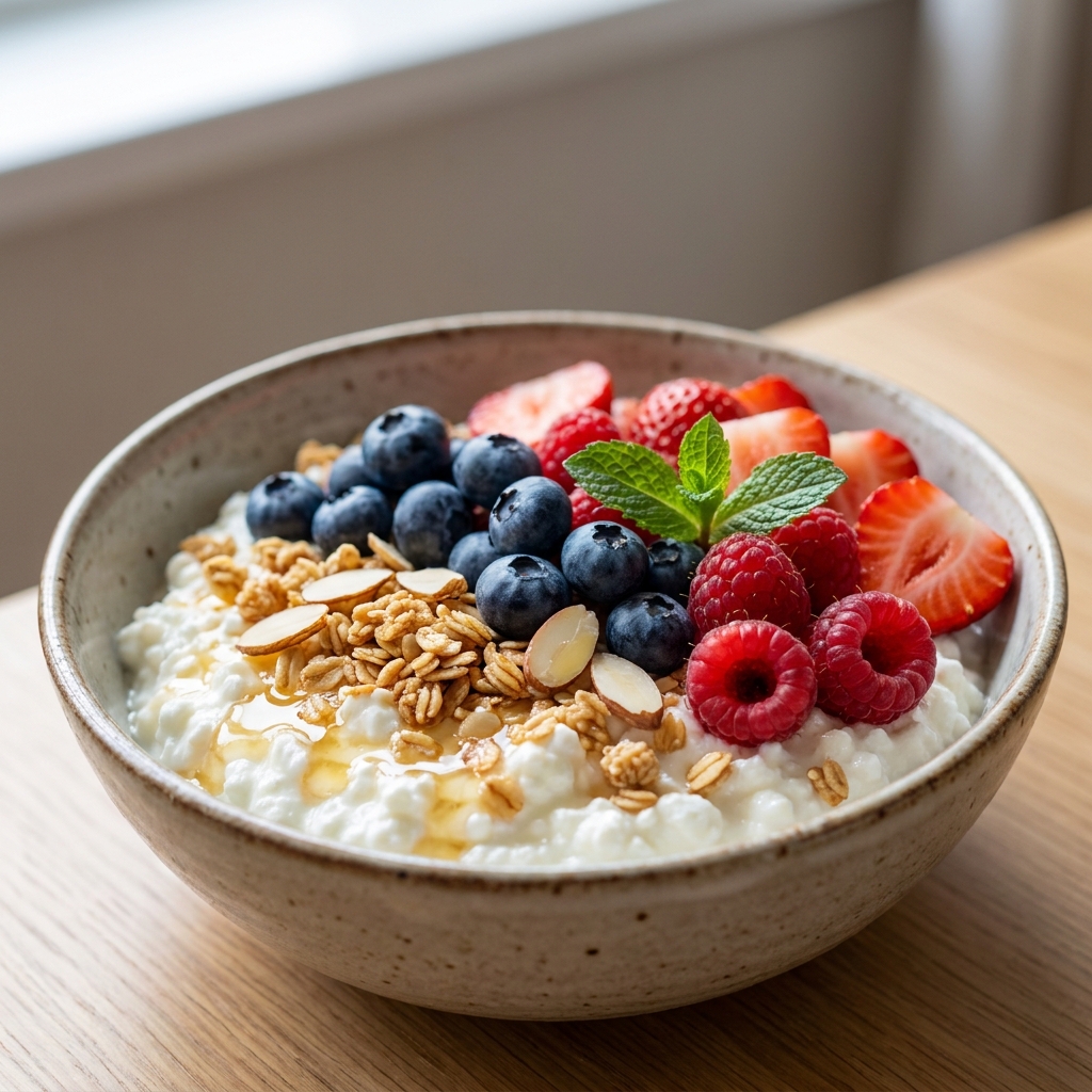 berry cottage cheese breakfast bowl