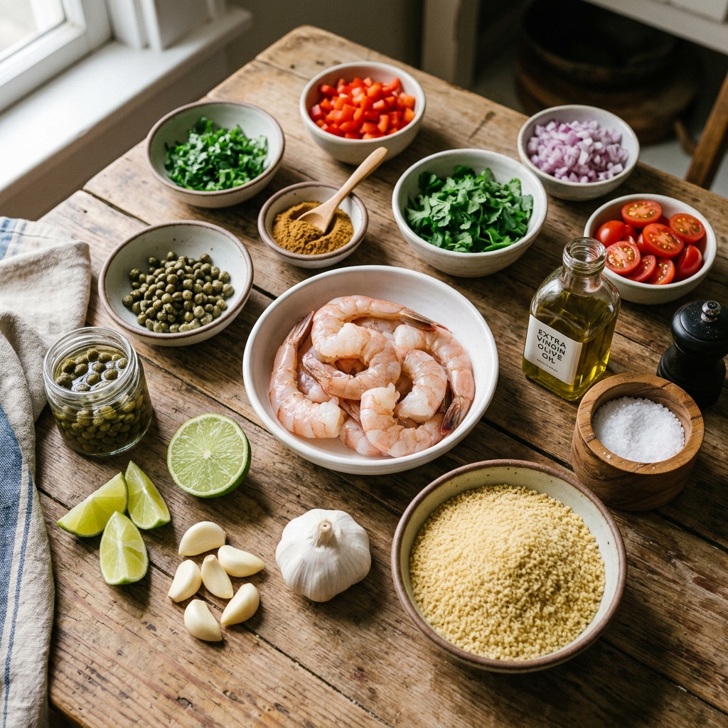 Mojo Shrimp With Couscous and Fried Capers Recipe
