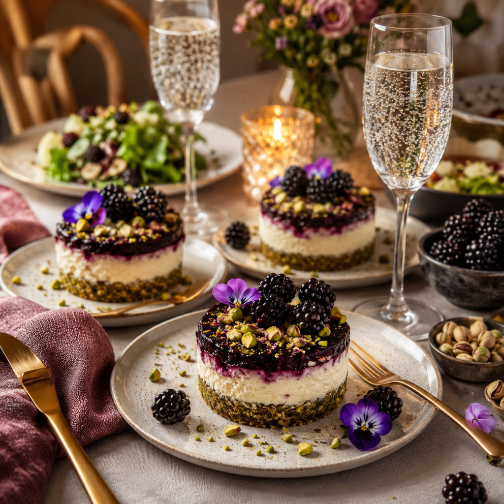 pistachio blackberry cheesecake towers recipe
