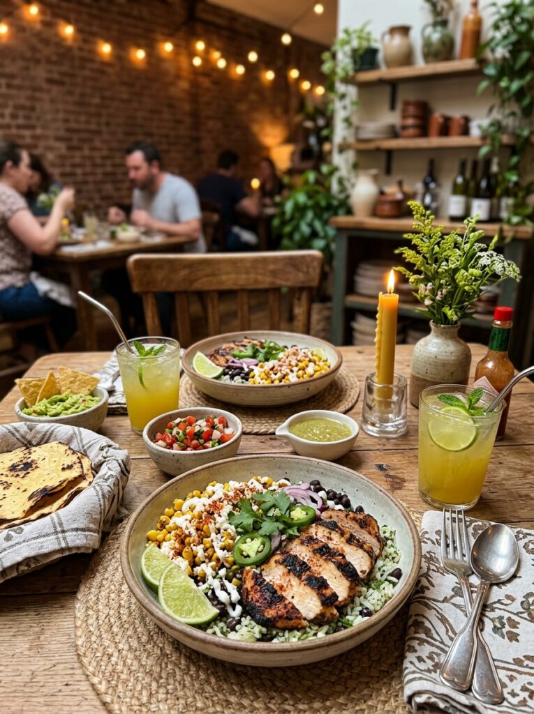 Chicken Breast Street Corn Bowls 15 A full serving setup of 202605221949