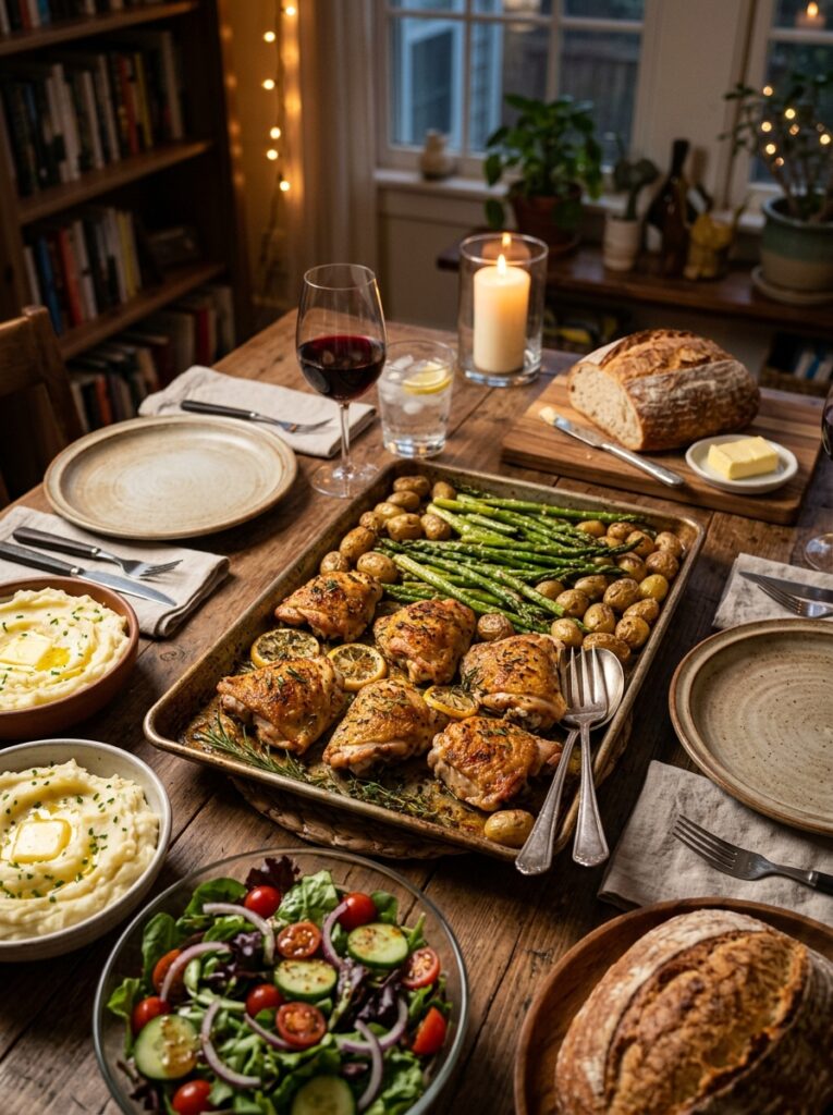Sheet Pan Chicken Thighs and Asparagus: Easy One-Pan Dinner 15 A full serving setup of 202605231844