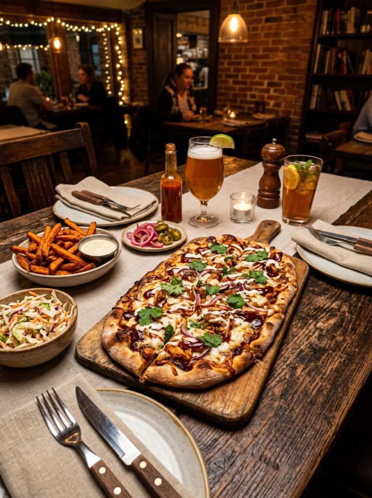 BBQ chicken flatbread pizza setup 202605062313
