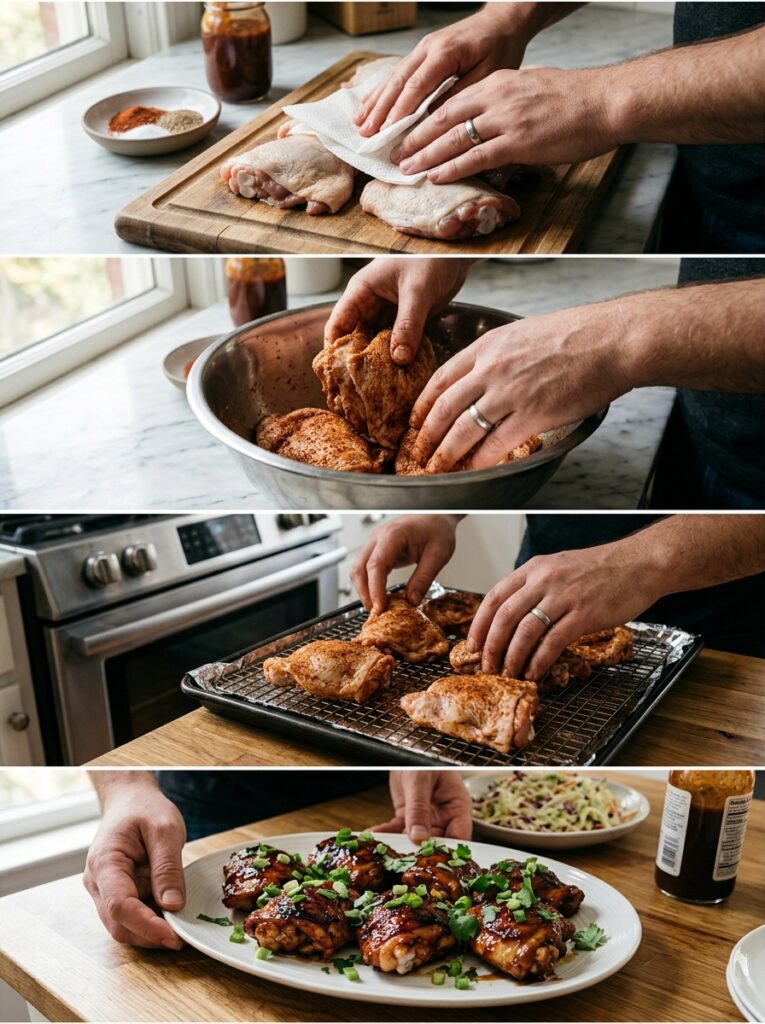 BBQ Baked Chicken Thighs: Easy Homemade Recipe 14 BBQ chicken thighs cooking process 202605092014