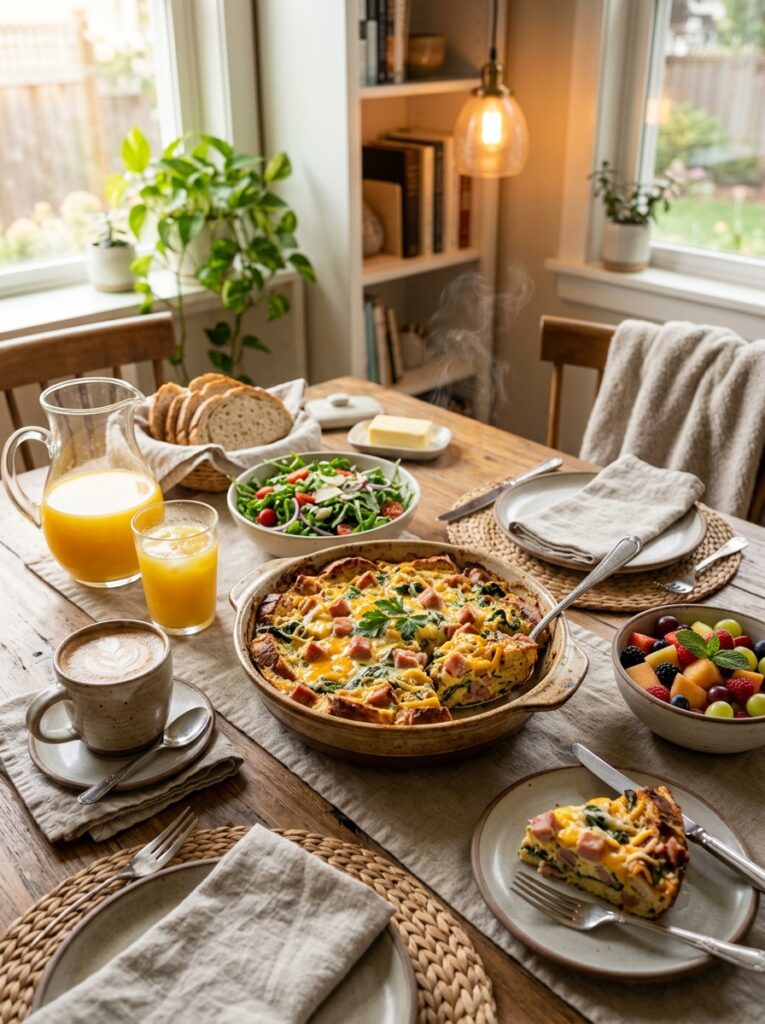 Breakfast strata ham cheese setup 202606102132