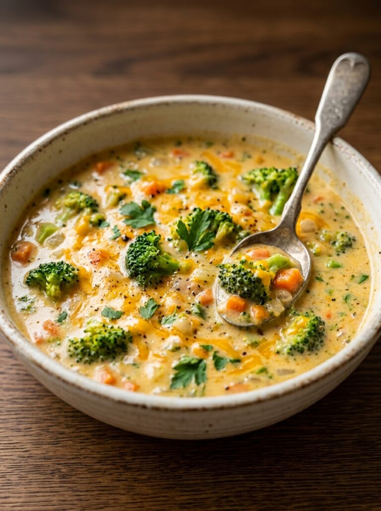 Broccoli cheddar soup Panera copycat 17 Broccoli cheddar soup close up 202606071940