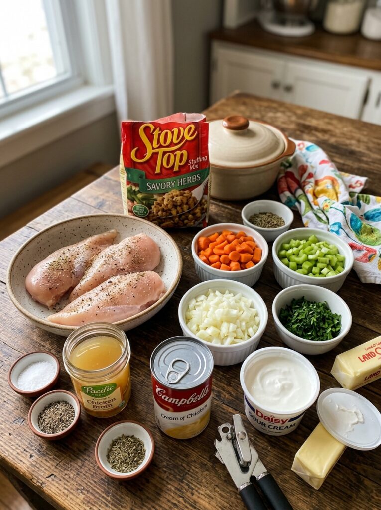 crockpot chicken and stuffing casserole: Easy, Cheesy, Comfort Food Dinner 13 Chicken and stuffing casserole i… 202605062304