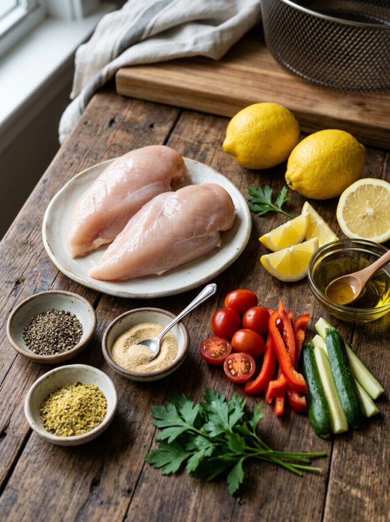 Air Fryer Lemon Pepper Chicken Breast: The Ultimate Juicy and Zesty Recipe 13 Chicken breast ingredients arran… 202605092010