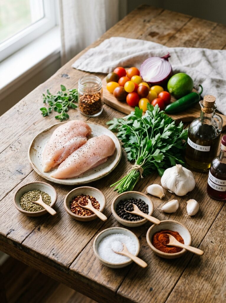 Grilled Chimichurri Chicken Breast: Ultimate Recipe Guide 13 Chicken breast ingredients on table 202605111239