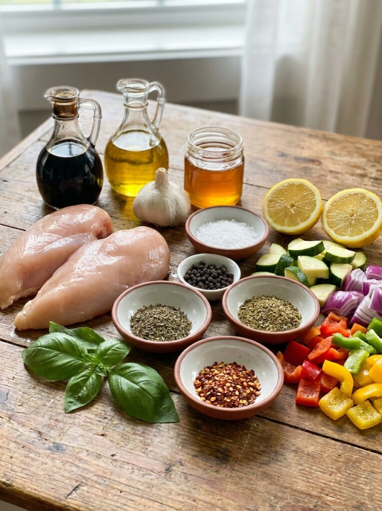 Grilled Balsamic Chicken Breast 13 Chicken breast ingredients on table 202605131800