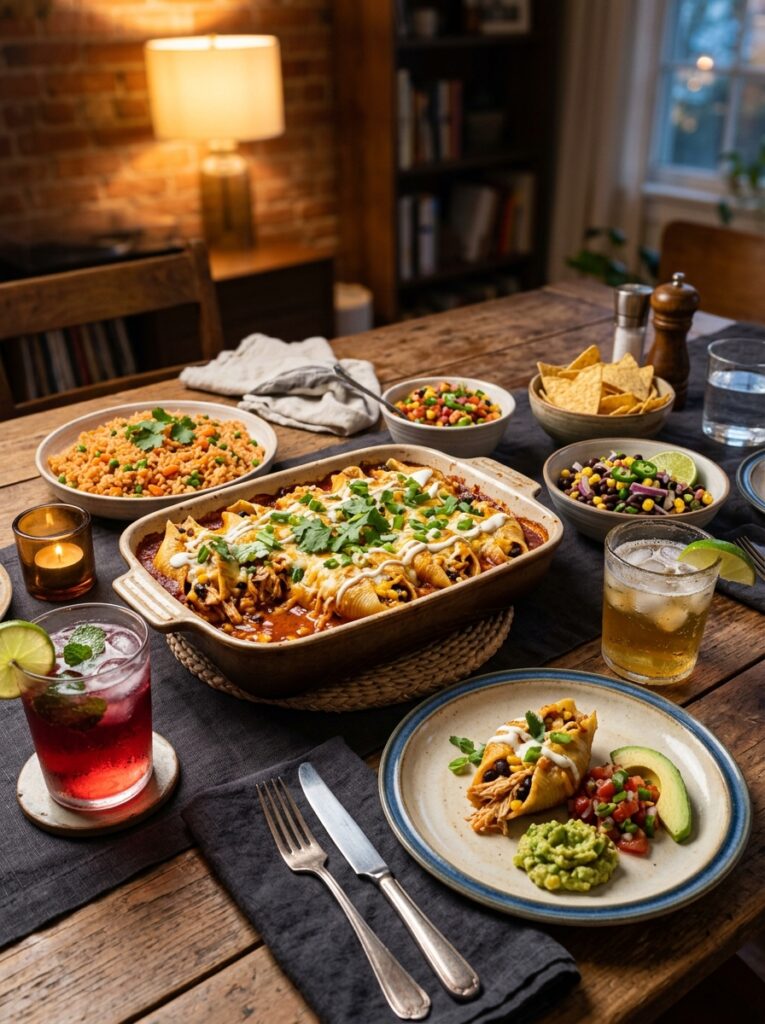Rotisserie Chicken Enchilada Stuffed Shells 4 Chicken enchilada stuffed shells… 202605252011