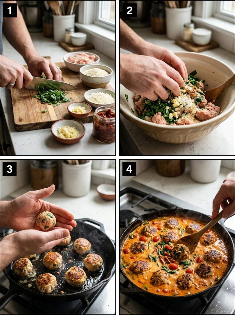 Tuscan Chicken Meatballs: Easy Recipe for Juicy, Italian-Style Comfort Food 14 Chicken meatballs cooking process 202605121619