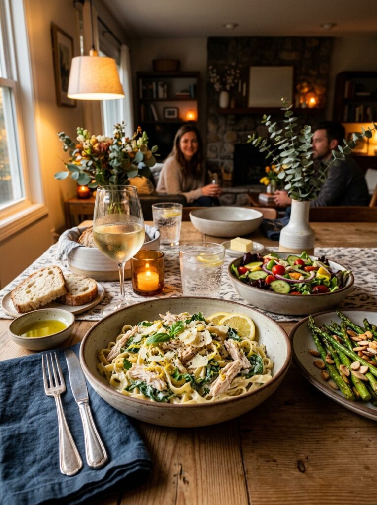 rotisserie chicken lemon ricotta pasta 15 Chicken pasta side dishes drinks 202605302134