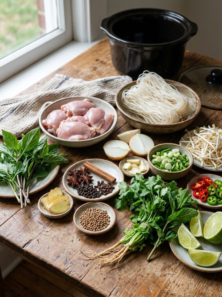 Crockpot Chicken Pho Inspired Soup: A Slow Cooker Take on Vietnamese Pho 13 Chicken pho soup ingredients arr… 202605142352