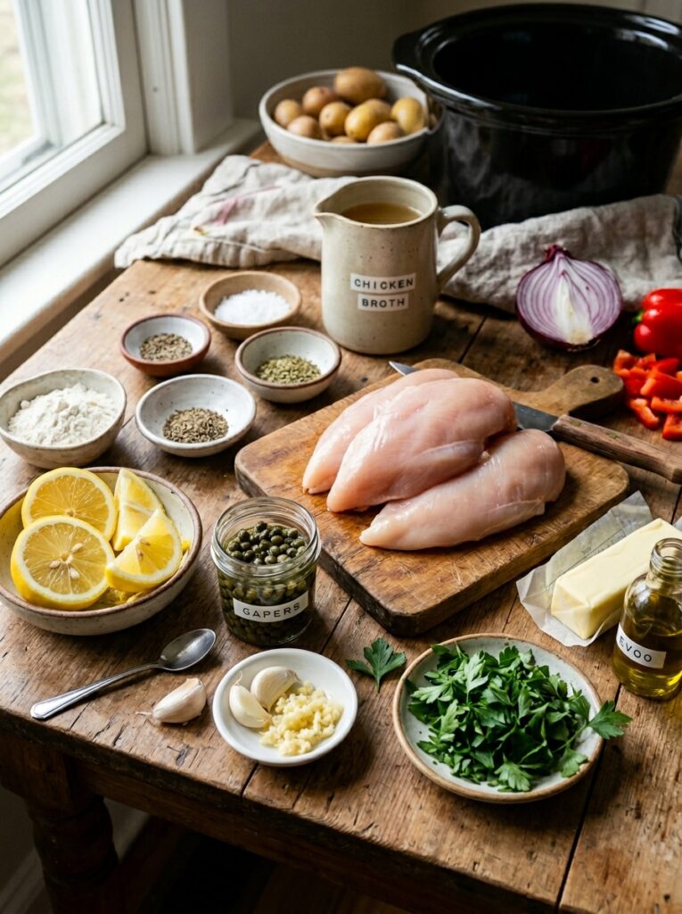 Crockpot Chicken Piccata 13 Chicken piccata ingredients on t… 202605211331