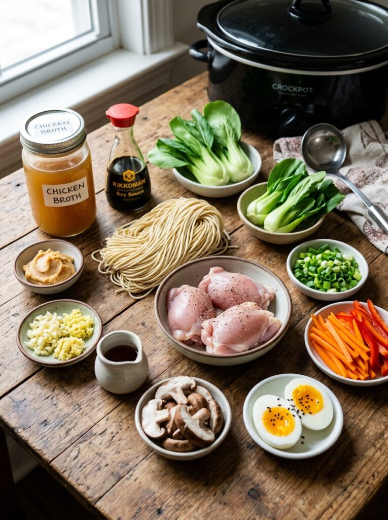 Crockpot Chicken Ramen Soup: Easy Slow Cooker Recipe 13 Chicken ramen soup ingredients a… 202605142331