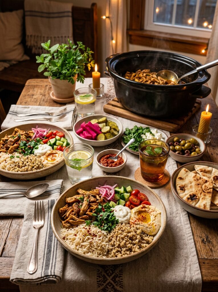 Crockpot Chicken Shawarma Bowls: Easy, Flavorful, and Perfect for Meal Prep 15 Chicken shawarma bowls setup 202605082117
