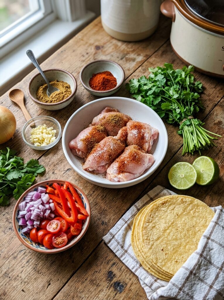 slow cooker cilantro lime chicken tacos 13 Chicken tacos ingredients arrang… 202605091958