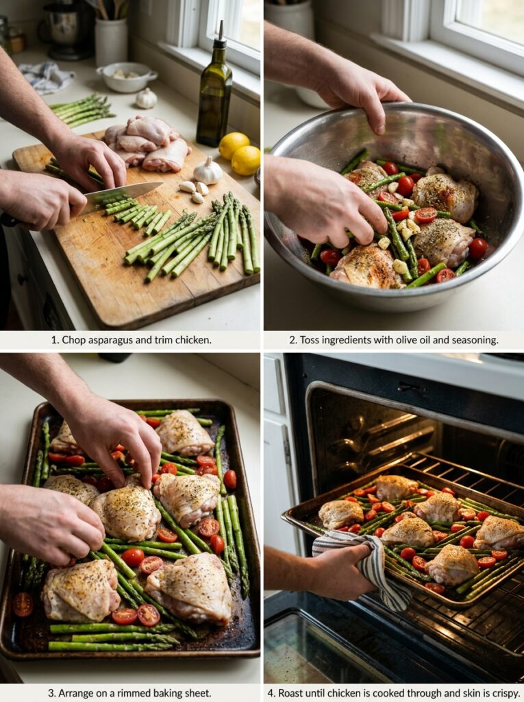 Sheet Pan Chicken Thighs and Asparagus: Easy One-Pan Dinner 14 Chicken thighs and asparagus coo… 202605231844