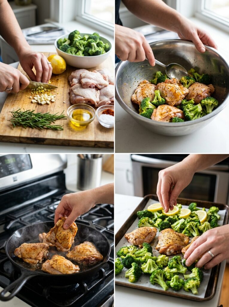 Sheet Pan Chicken Thighs and Broccoli: Easy One-Pan Dinner Recipe 14 Chicken thighs broccoli cooking … 202605241800