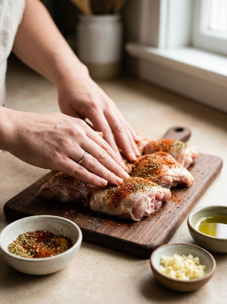 Chicken Thighs with Couscous: A Flavorful One-Pan Mediterranean Delight 14 Chicken thighs cooking with cous… 202605211327