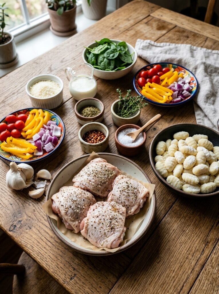 Chicken Thighs with Gnocchi: A Creamy One-Pot Comfort Food 2 Chicken thighs gnocchi ingredien… 202605221932