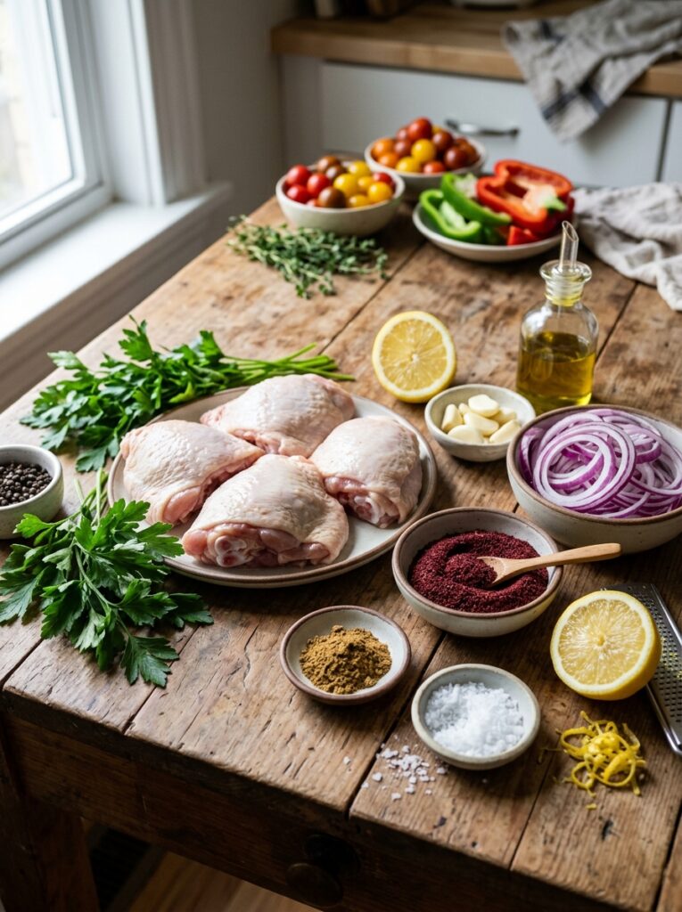 sumac onion chicken thighs 13 Chicken thighs ingredients arran… 202605042252