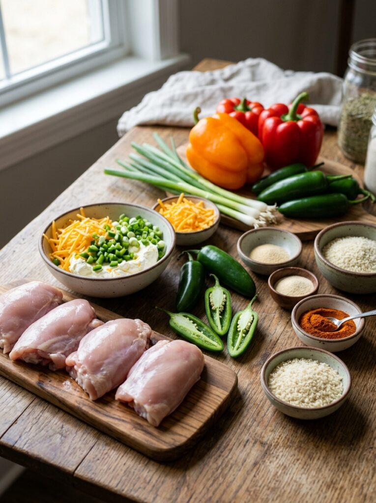 Jalapeno Popper Chicken Thighs: The Ultimate Creamy, Spicy, Cheesy Dinner 13 Chicken thighs ingredients arran… 202605081338