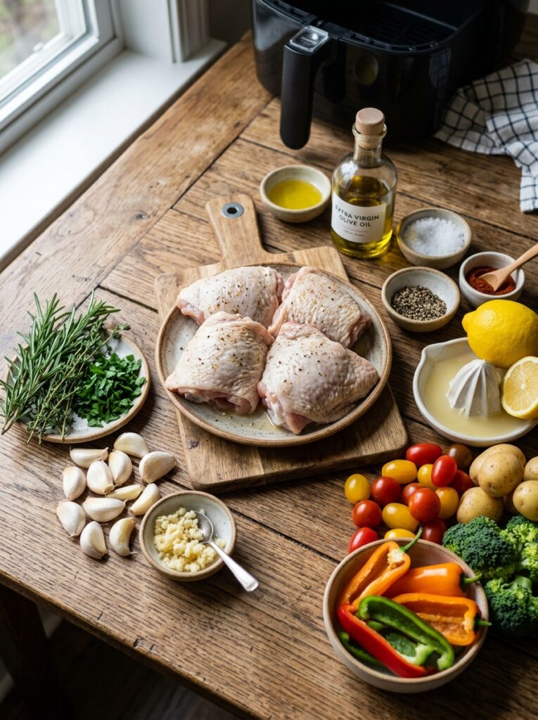 Air Fryer Garlic Herb Chicken Thighs: The Ultimate Juicy, Flavor-Packed Weeknight Dinner 13 Chicken thighs ingredients arran… 202605311659