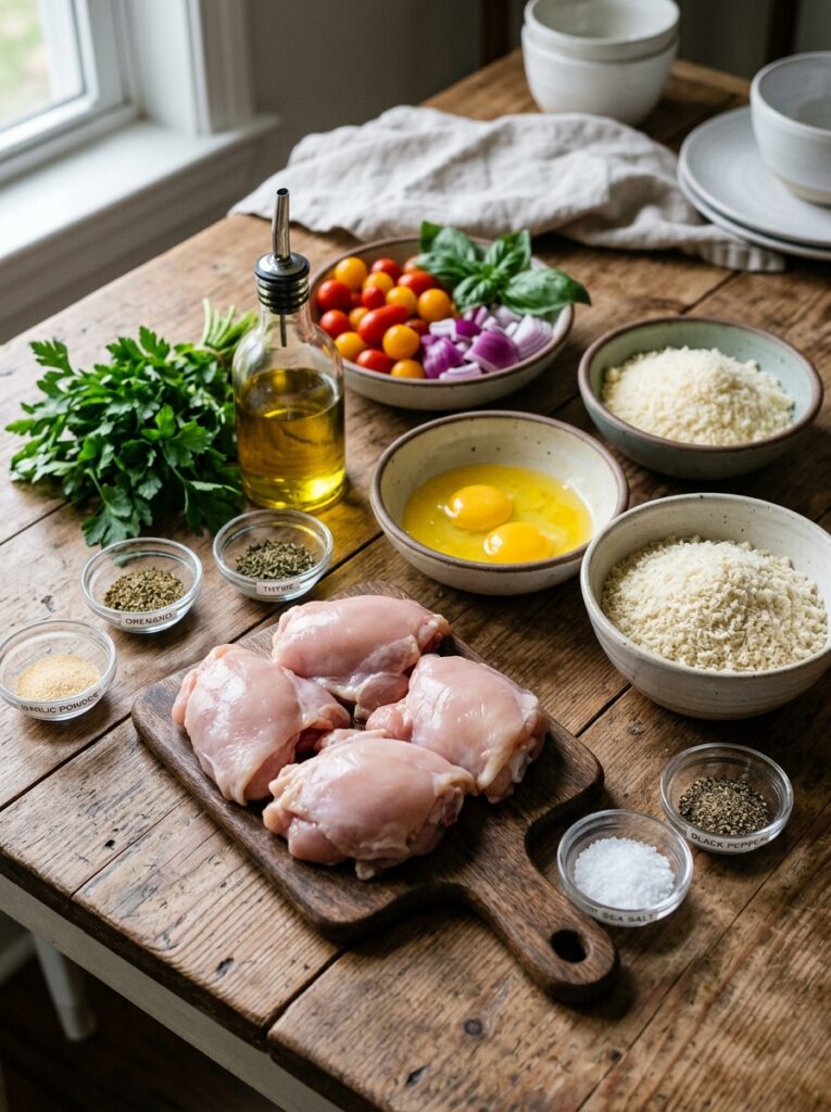 Parmesan Crusted Chicken Thighs 13 Chicken thighs ingredients on table 202605082113