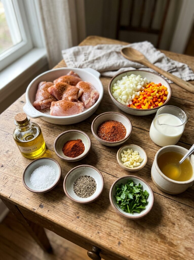 Chicken thighs ingredients on table 202605141222