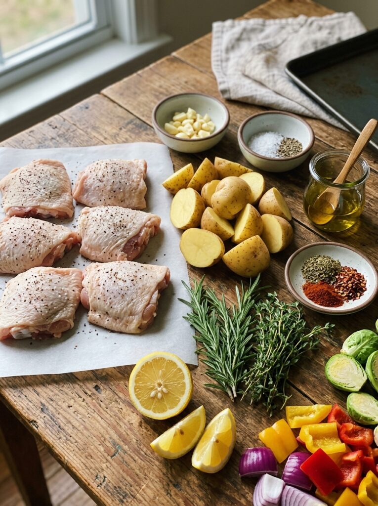 Sheet Pan Chicken Thighs and Potatoes: The Ultimate One-Pan Meal 13 Chicken thighs potatoes ingredie… 202605221946
